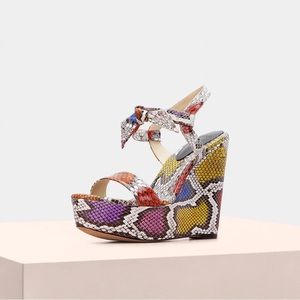 Alexandre Birman genuine python leather rainbow wedges